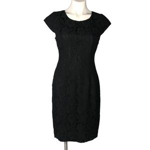 J. Crew Factory Black Floral Lace Overlay Fitted Dress